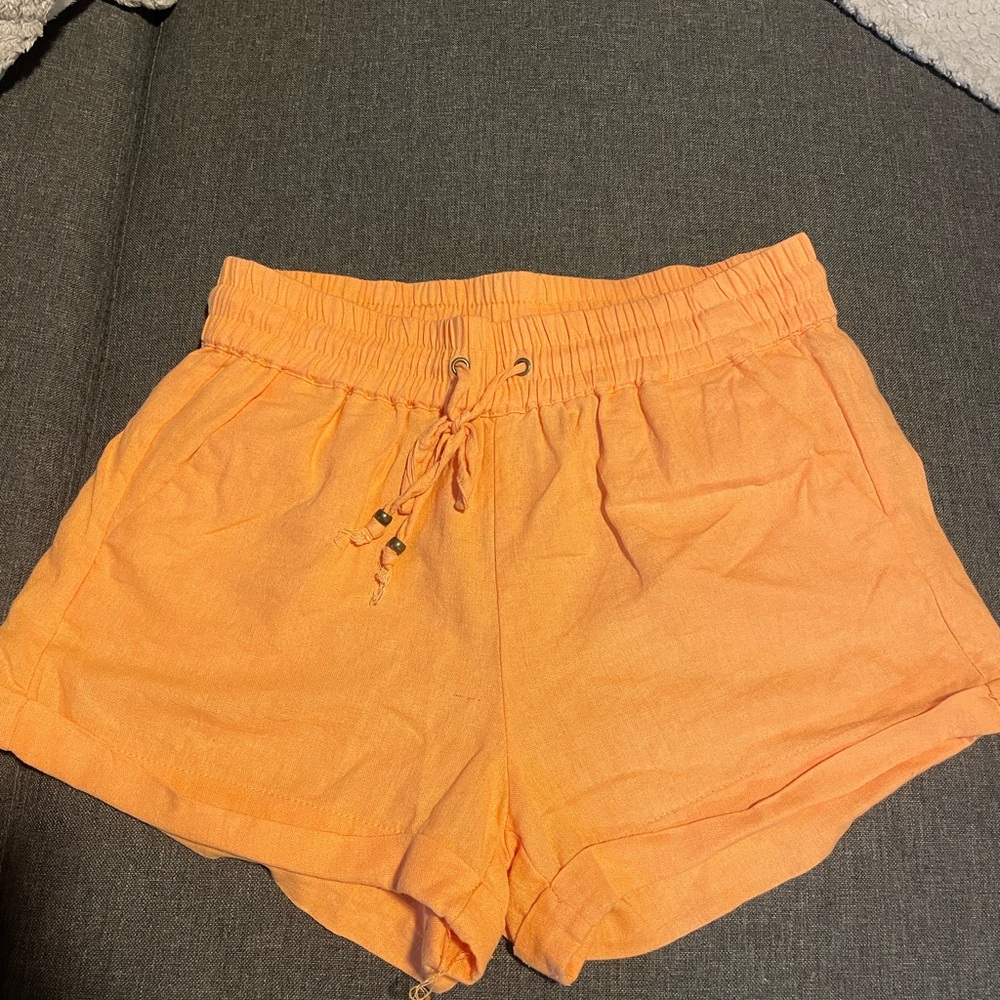 Boutique orange linen shorts